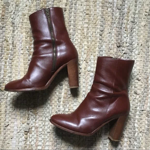 Barneys New York Stacked Leather Ankle Boots - Picture 2 of 8